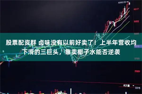 股票配资群 卤味没有以前好卖了！上半年营收均下滑的三巨头，靠卖椰子水能否逆袭